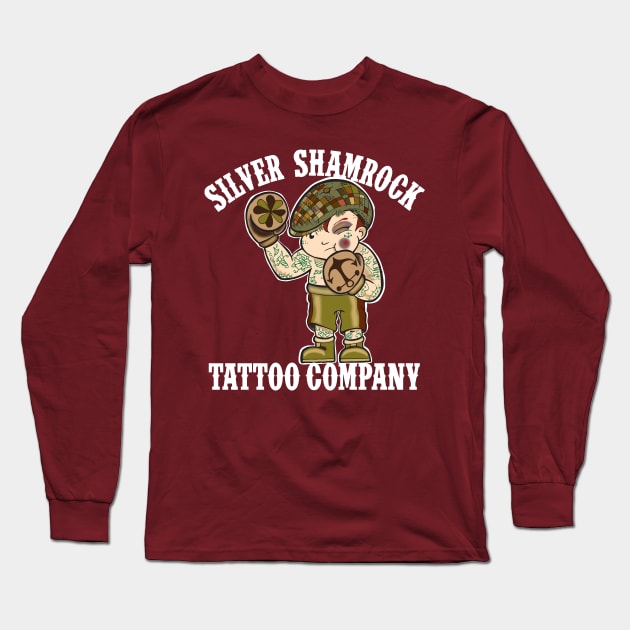 Silver Shamrock Tattoo Company Irish Kewpie Boxer Shop Shirt Long Sleeve T-Shirt by Silver Shamrock Tattoo Company